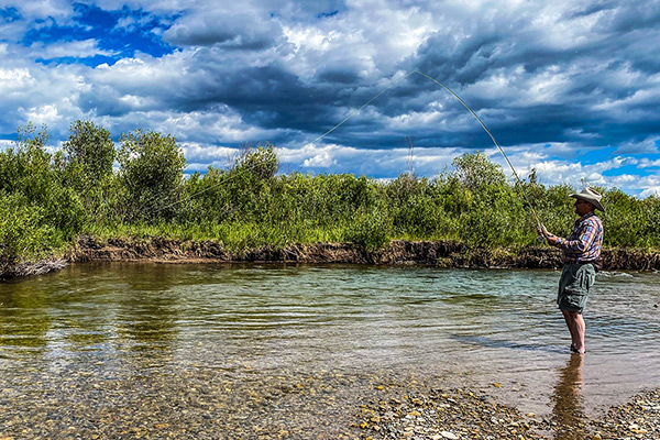 Man Casting During Fly-Fishing Lesson in Jackson, Wyoming